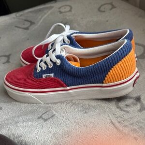 Vans Red, Blue, and Orange Corduroy Sneakers